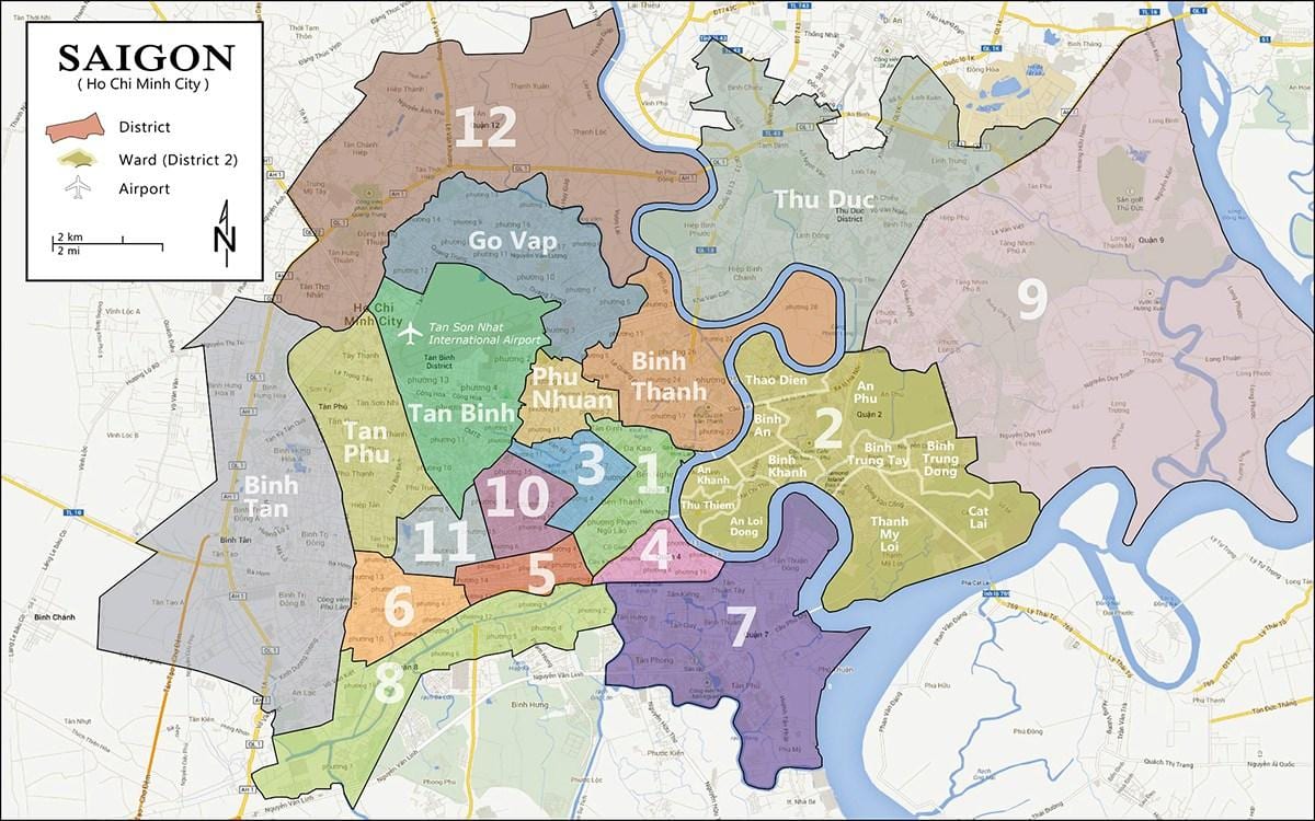 Mapa del districte de 9 de ho chi minh city 