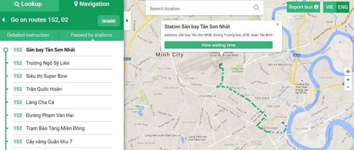 Mapa de la ciutat de ho chi minh autobús 152 ruta