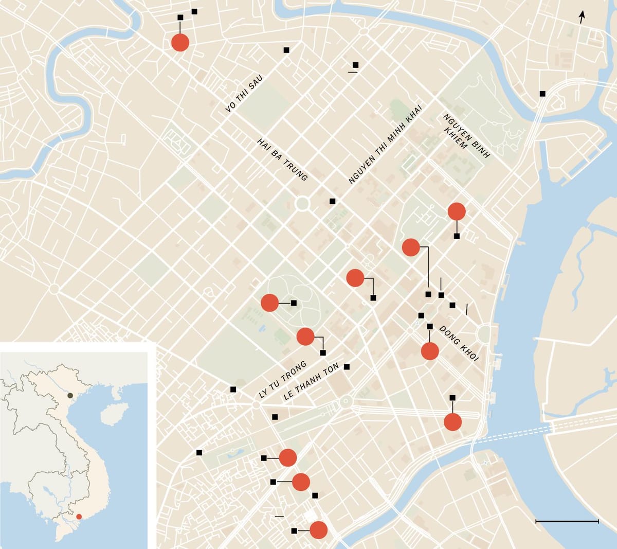 Mapa de le thanh tona carrer