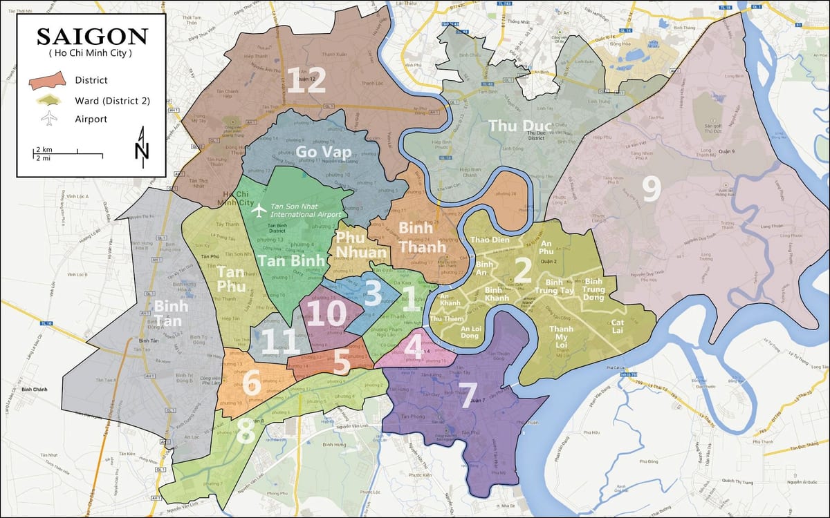 saigon mapa de la ciutat
