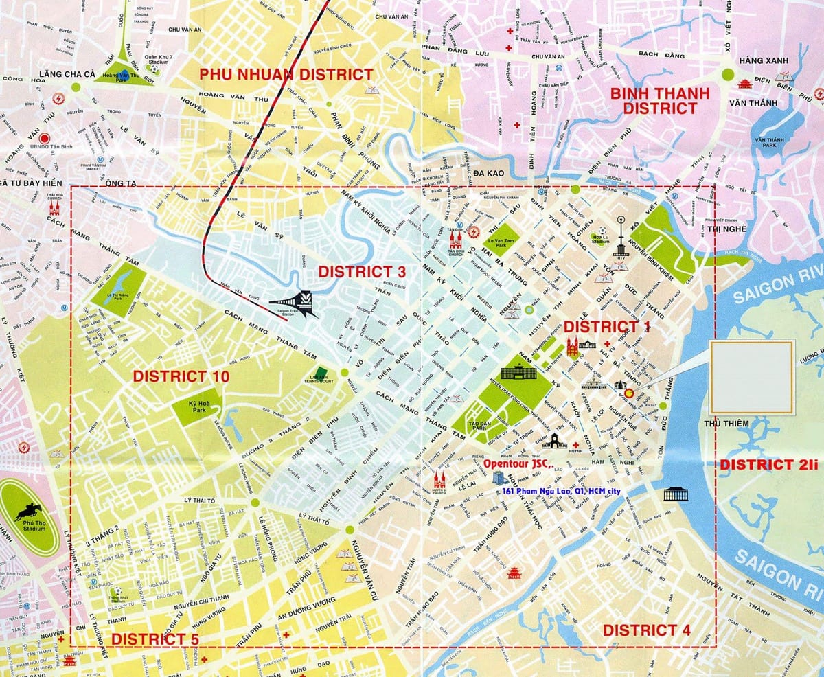 mapa turístic de ho chi minh ciutat districte 1