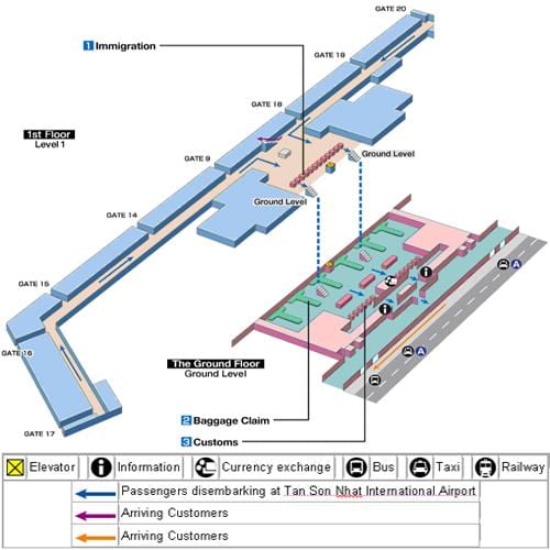 saigon mapa de l'aeroport