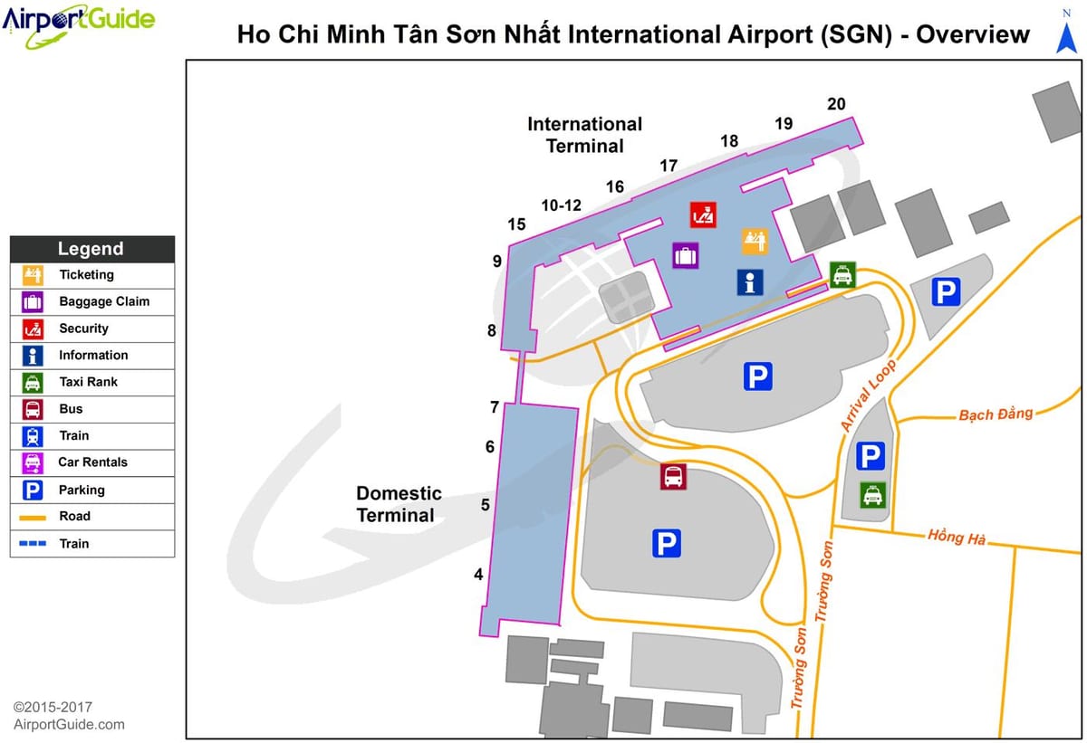 tan son nhat l'aeroport internacional mapa