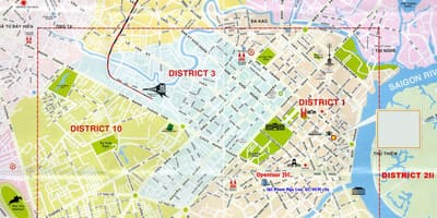 Mapa turístic de ho chi minh ciutat districte 1